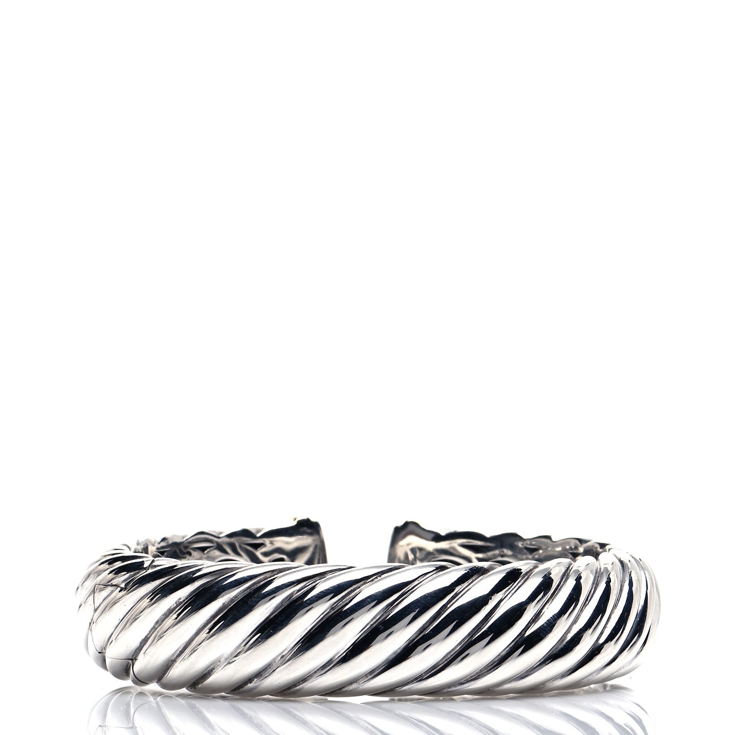 David Yurman Sterling Silver 18K Yellow Gold 15mm Sculpted Cable Cuff Bracelet 3 of 5