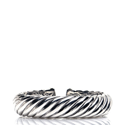 David Yurman Sterling Silver 18K Yellow Gold 15mm Sculpted Cable Cuff Bracelet 3 of 5