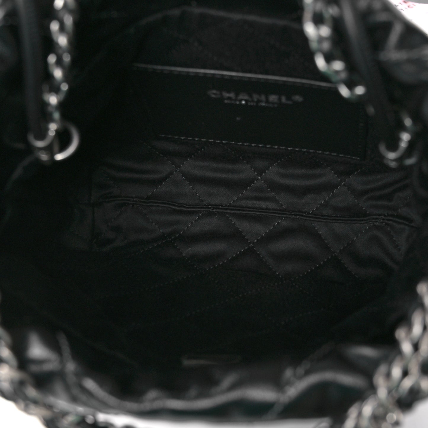 Metallic Shaded Calfskin Quilted Mini Chanel 22 Black Silver
