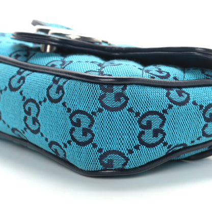 Gucci Monogram Multicolor Matelasse Diagonal Super Mini GG Marmont Shoulder Bag Light Blue 9 of 10