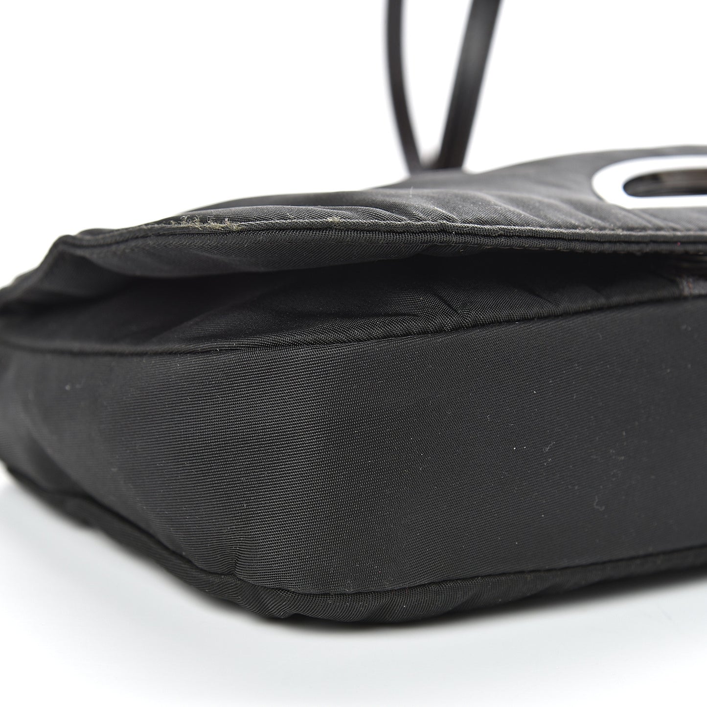Nylon Calfskin Maris Pearl Beaded Shoulder Bag Black