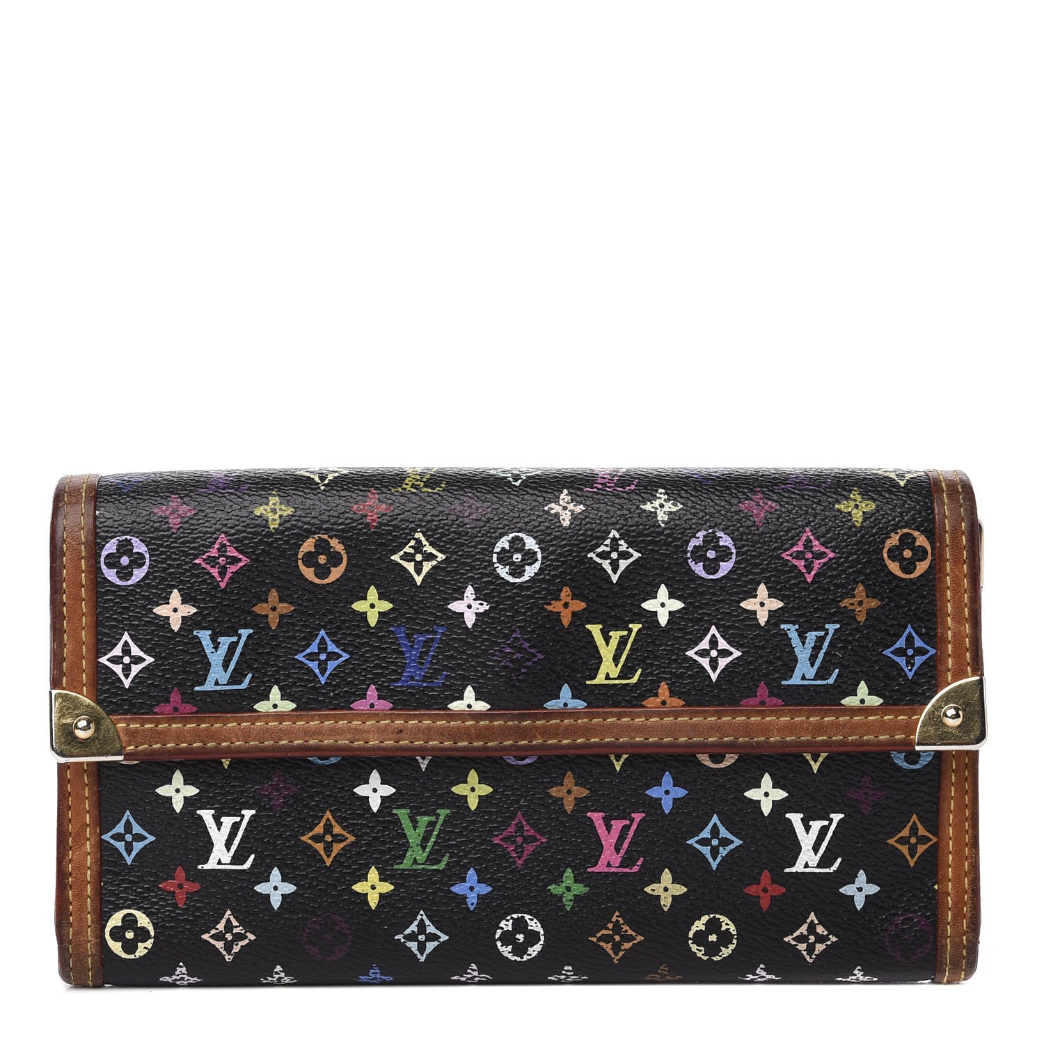 Louis Vuitton Monogram Multicolor Porte Tresor International Wallet Black 1 of 9