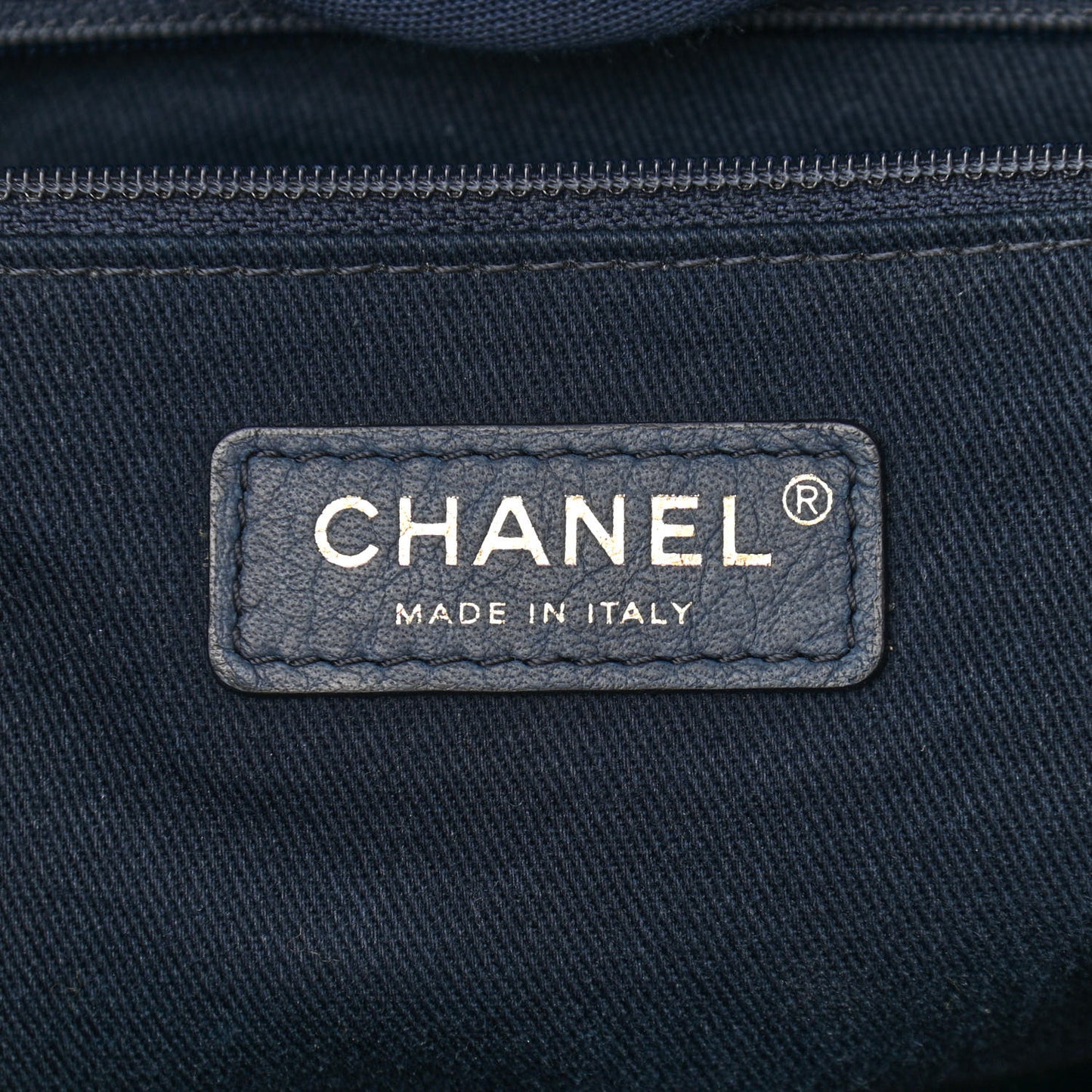 Mixed Fibers Calfskin Medium Deauville Tote Navy Blue