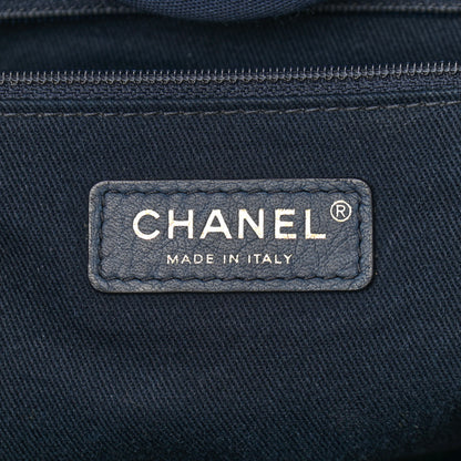 Chanel Mixed Fibers Calfskin Medium Deauville Tote Navy Blue 6 of 10