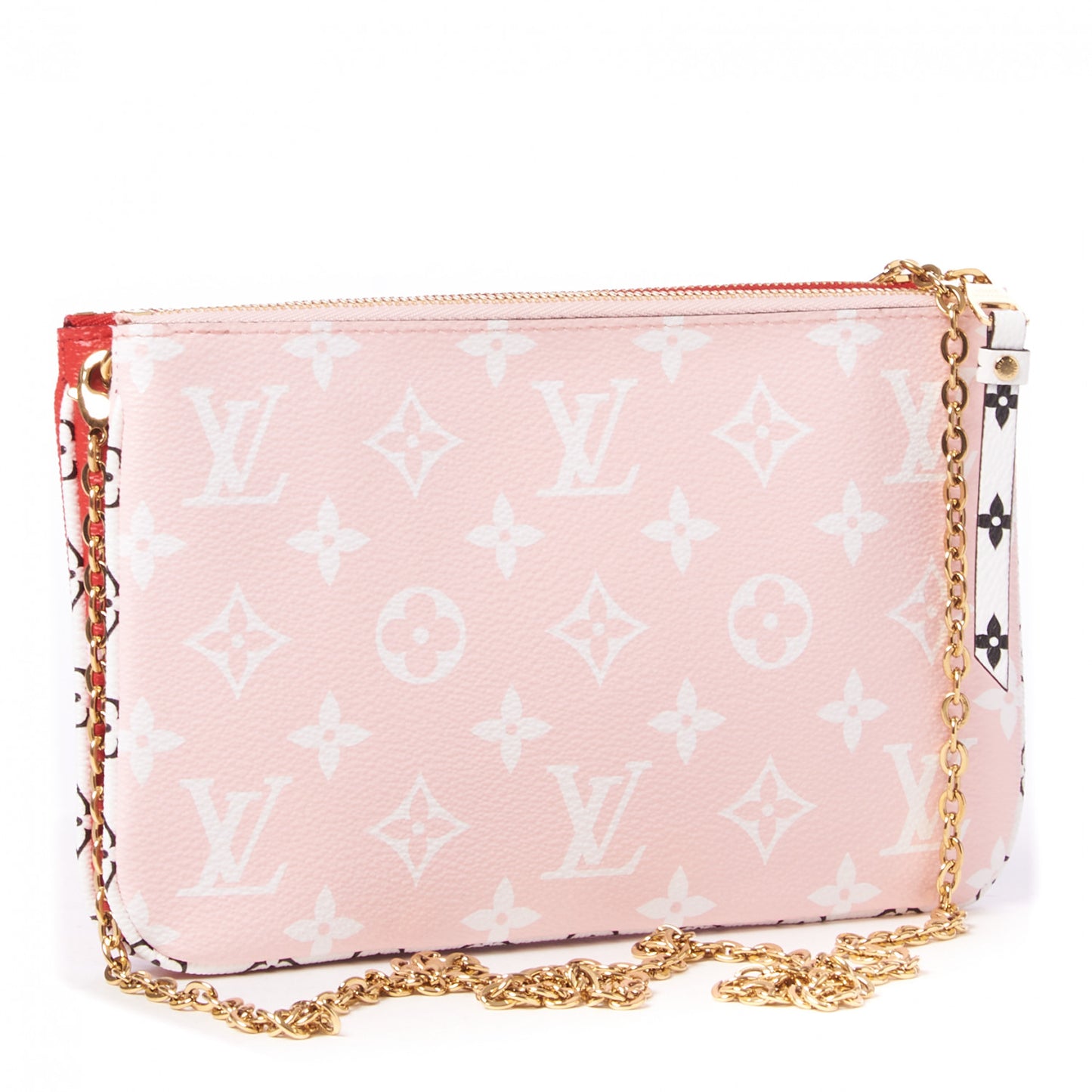 Monogram Giant Double Zip Pochette Rouge