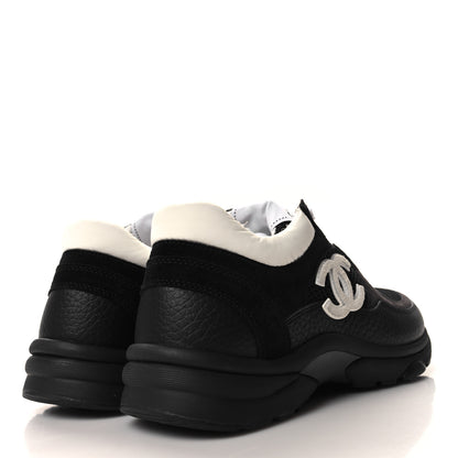 Chanel Mesh Suede Grained Calfskin Womens CC Sneakers 36 Black White 4 of 8