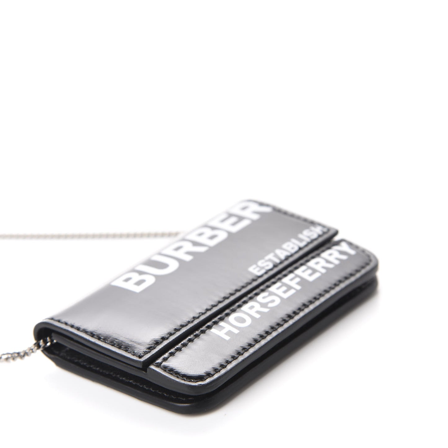 Coated Canvas Horseferry Print Mini Jody Chain Card Case Black