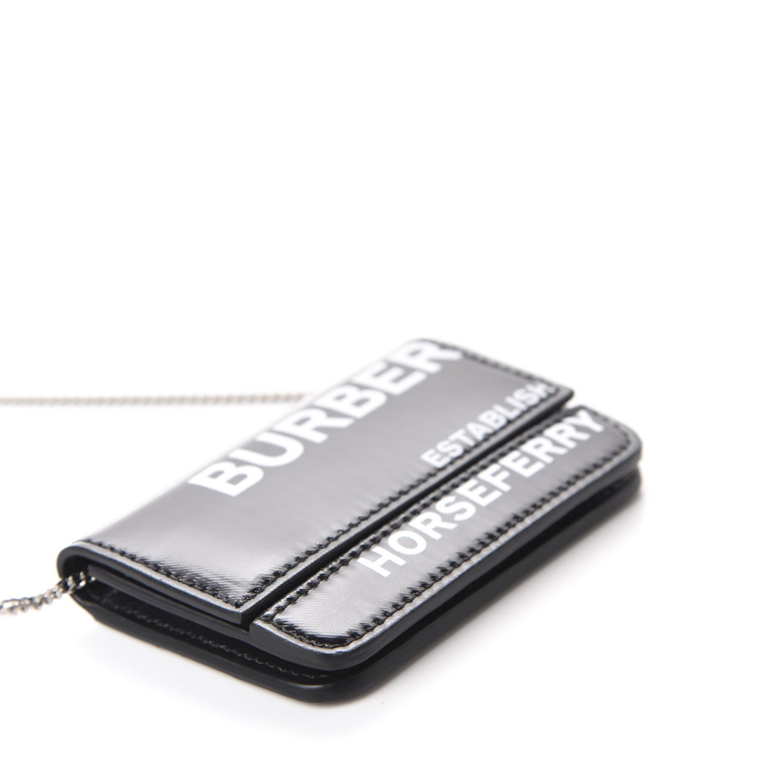 Burberry Coated Canvas Horseferry Print Mini Jody Chain Card Case Black 4 of 9