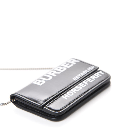 Burberry Coated Canvas Horseferry Print Mini Jody Chain Card Case Black 4 of 9