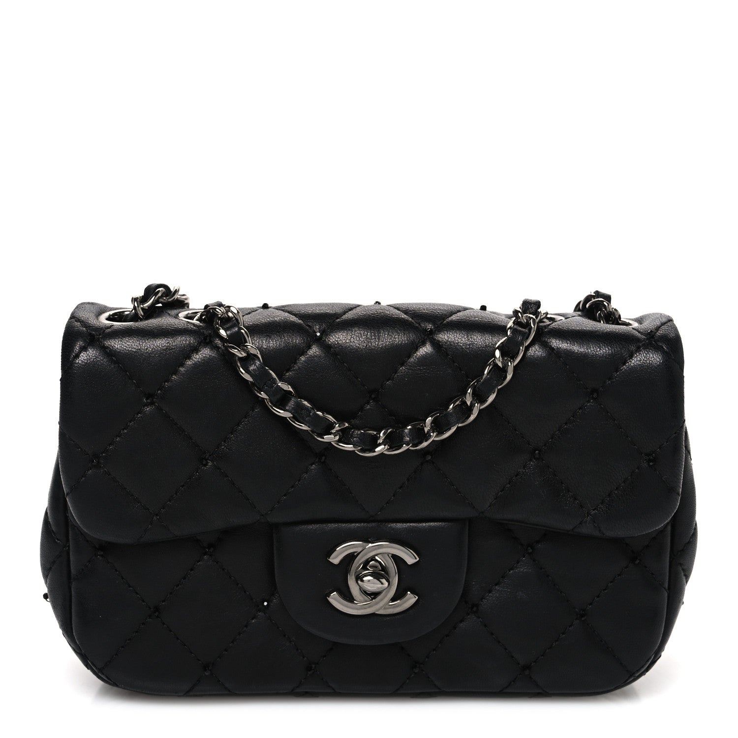Chanel Lambskin Quilted Beaded Extra Mini Rectangular Flap Black 1 of 10