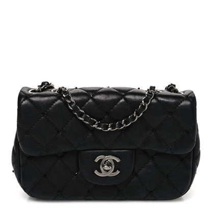 Chanel Lambskin Quilted Beaded Extra Mini Rectangular Flap Black 1 of 10