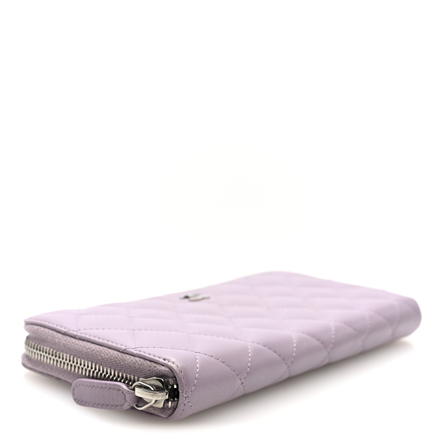 Chanel Lambskin Quilted Large Gusset Zip Around Wallet Light Purple 4 of 7