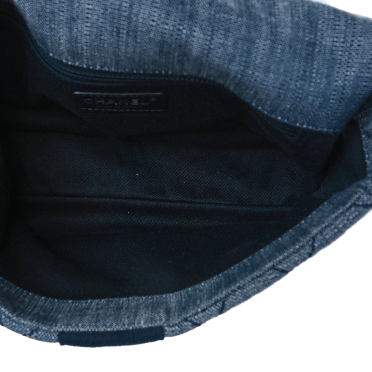 Denim Quilted Medium Airlines Buckle Messenger Bag Blue