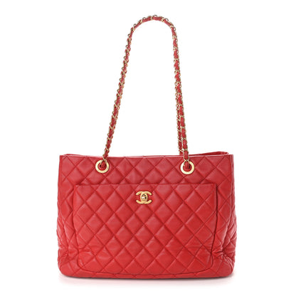 Chanel Calfskin Quilted Shopping Tote Red 1 of 9