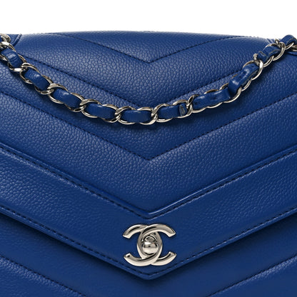 Chanel Caviar Chevron Quilted Single Flap Blue 8 of 10