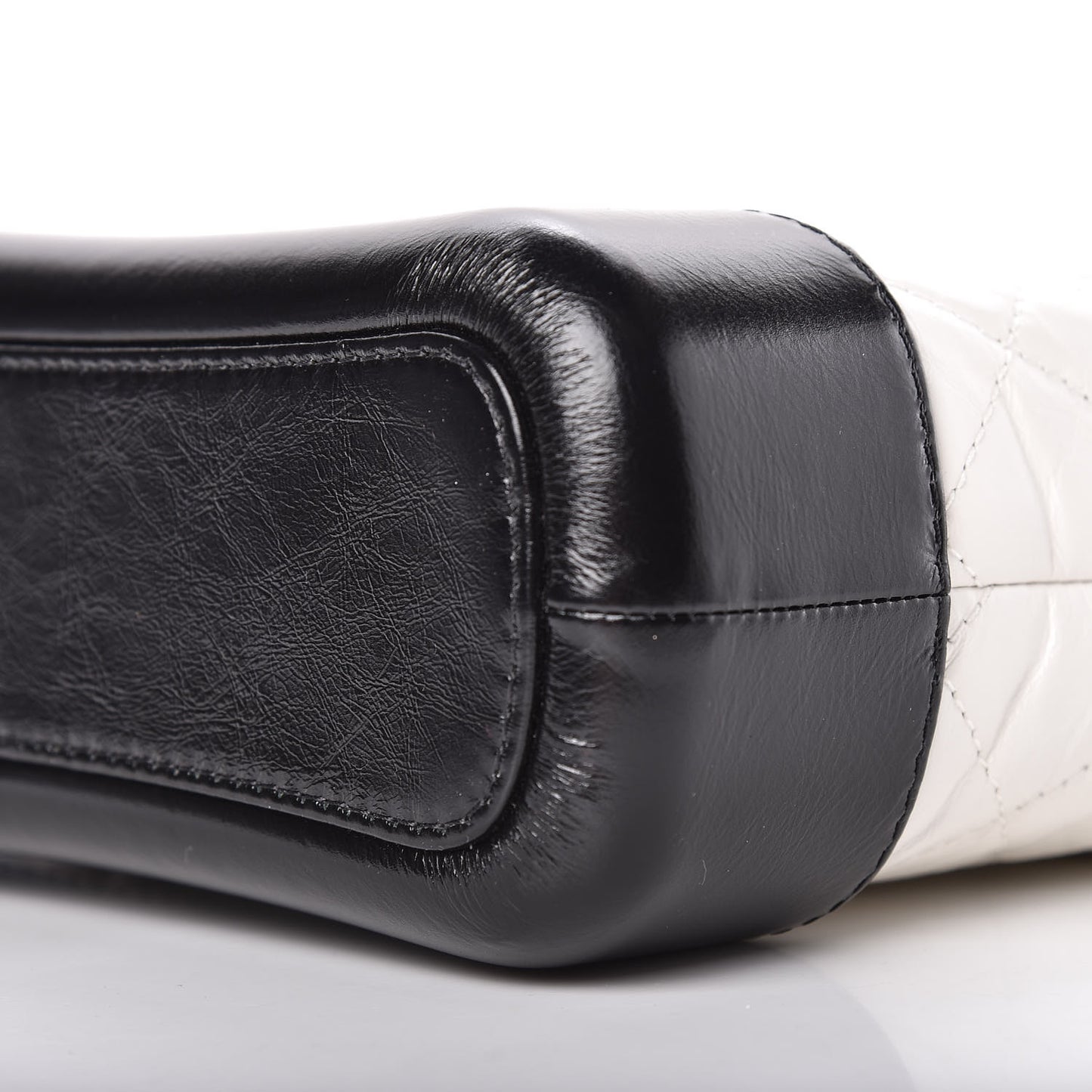 Aged Calfskin Quilted Small Gabrielle Hobo Black White