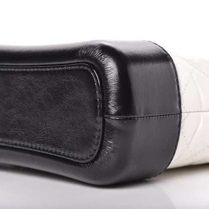 Chanel Aged Calfskin Quilted Small Gabrielle Hobo Black White 10 of 11