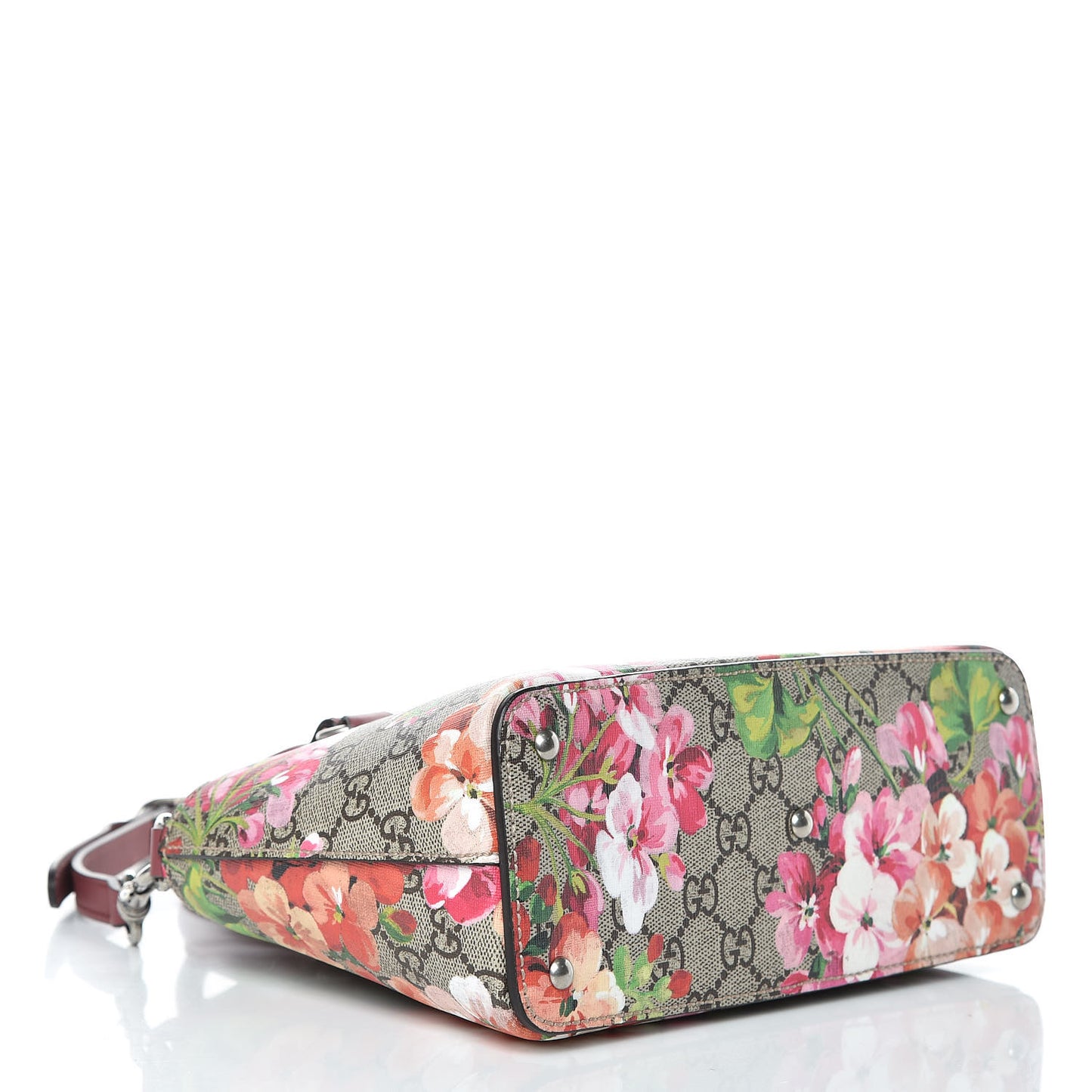 GG Supreme Monogram Blooms Mini Zip Top Tote Beige Multicolor Dry Rose