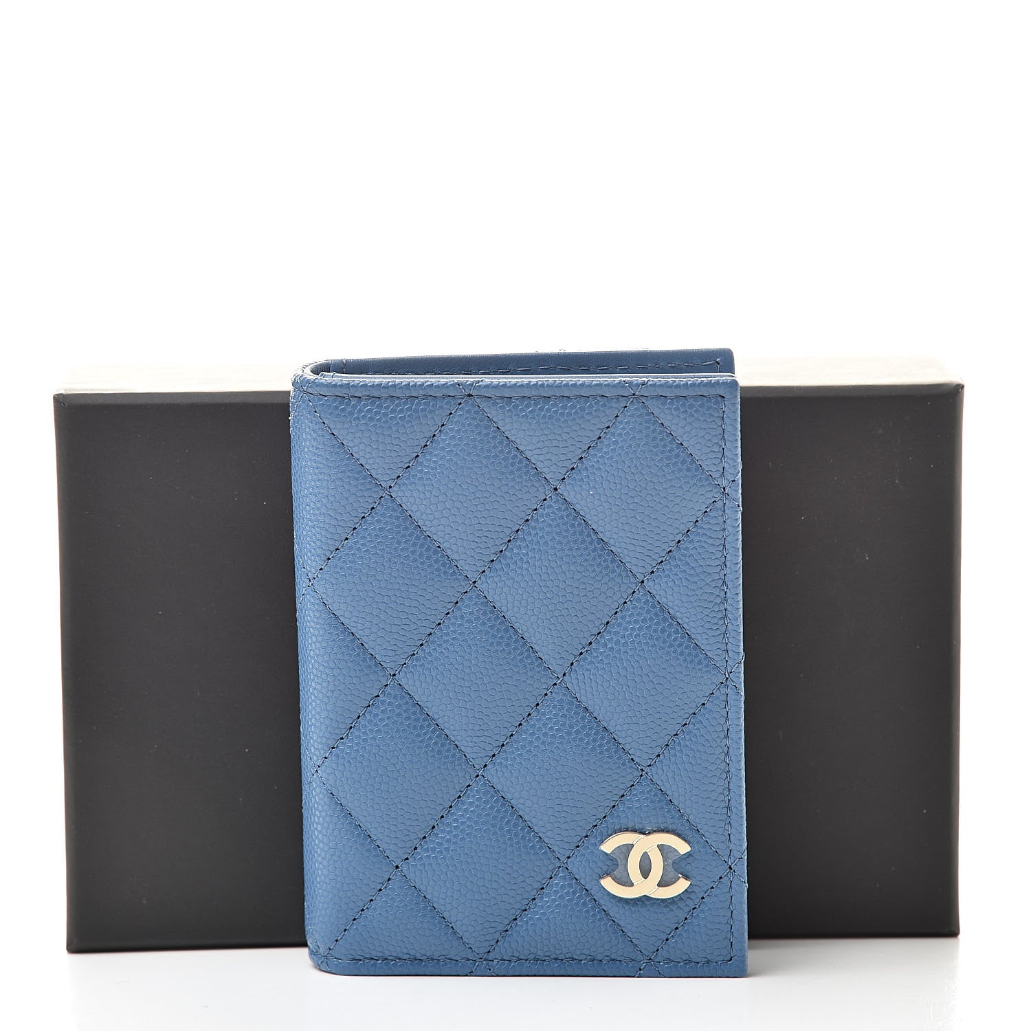Chanel Caviar Quilted Card Holder Wallet Blue 9 of 9