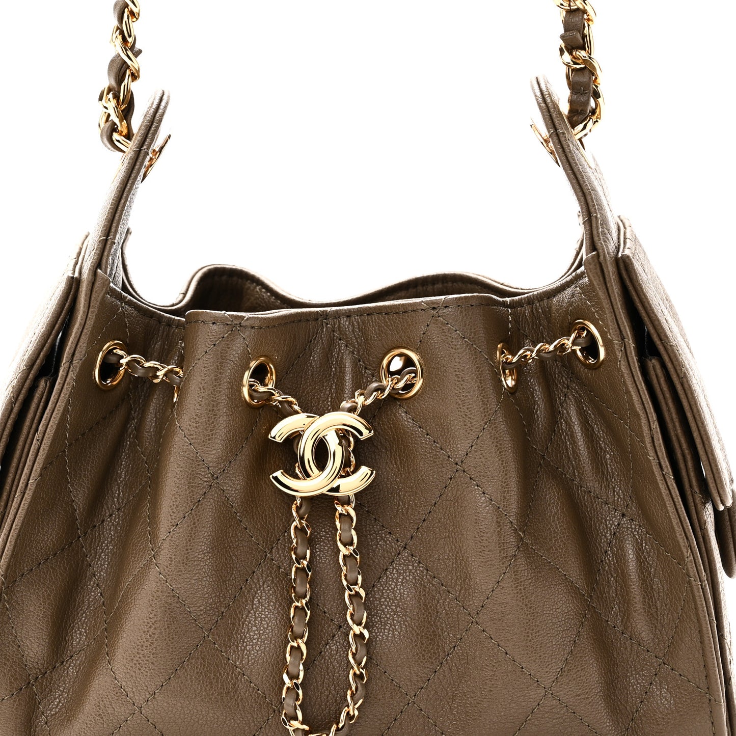 Caviar Quilted Mini Chanel 25 Handbag Dark Khaki