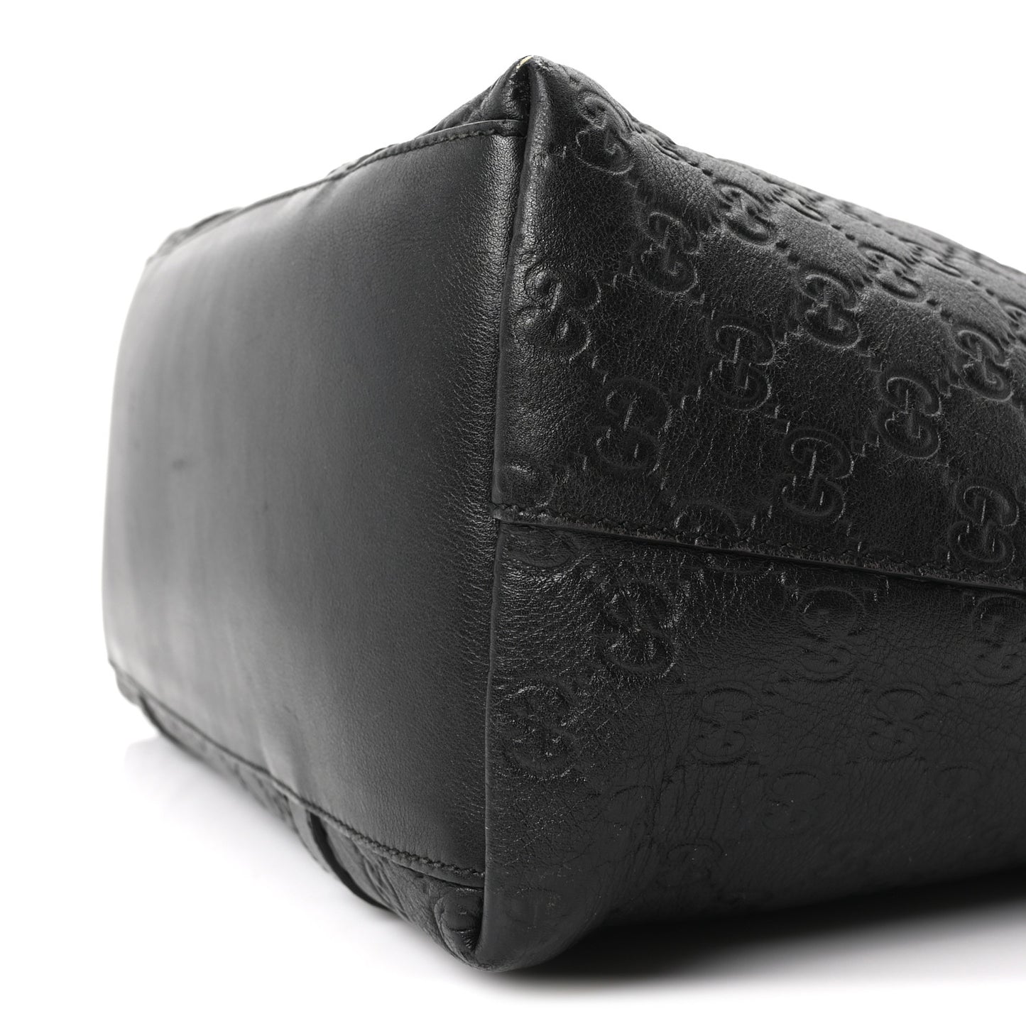 Guccissima Large GG Charm Convertible Dome Satchel Black