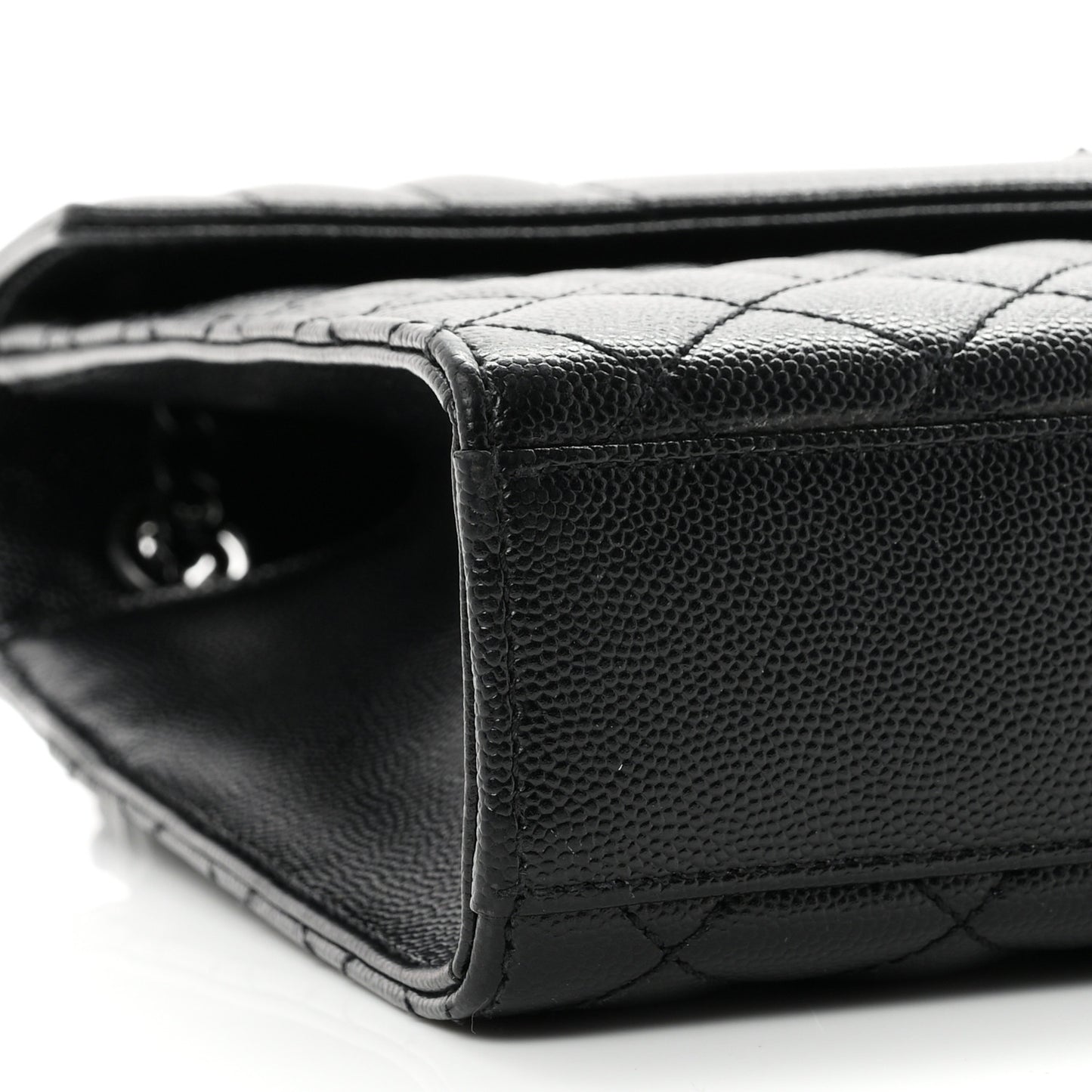 Grain De Poudre Textured Mixed Matelasse Triquilt Medium Monogram Monochrome Satchel Black