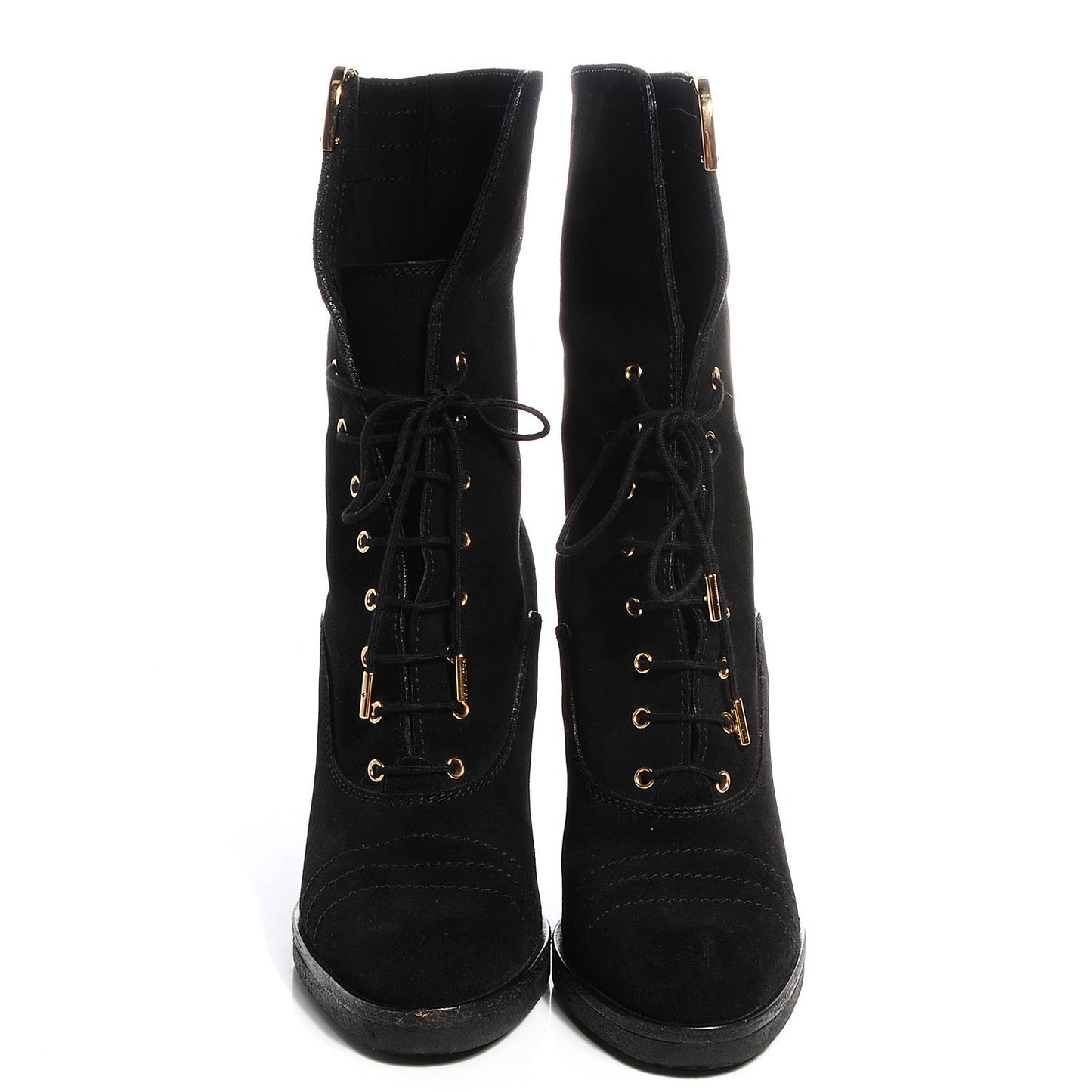 Suede Lace Up Ankle Boots 37.5 Black