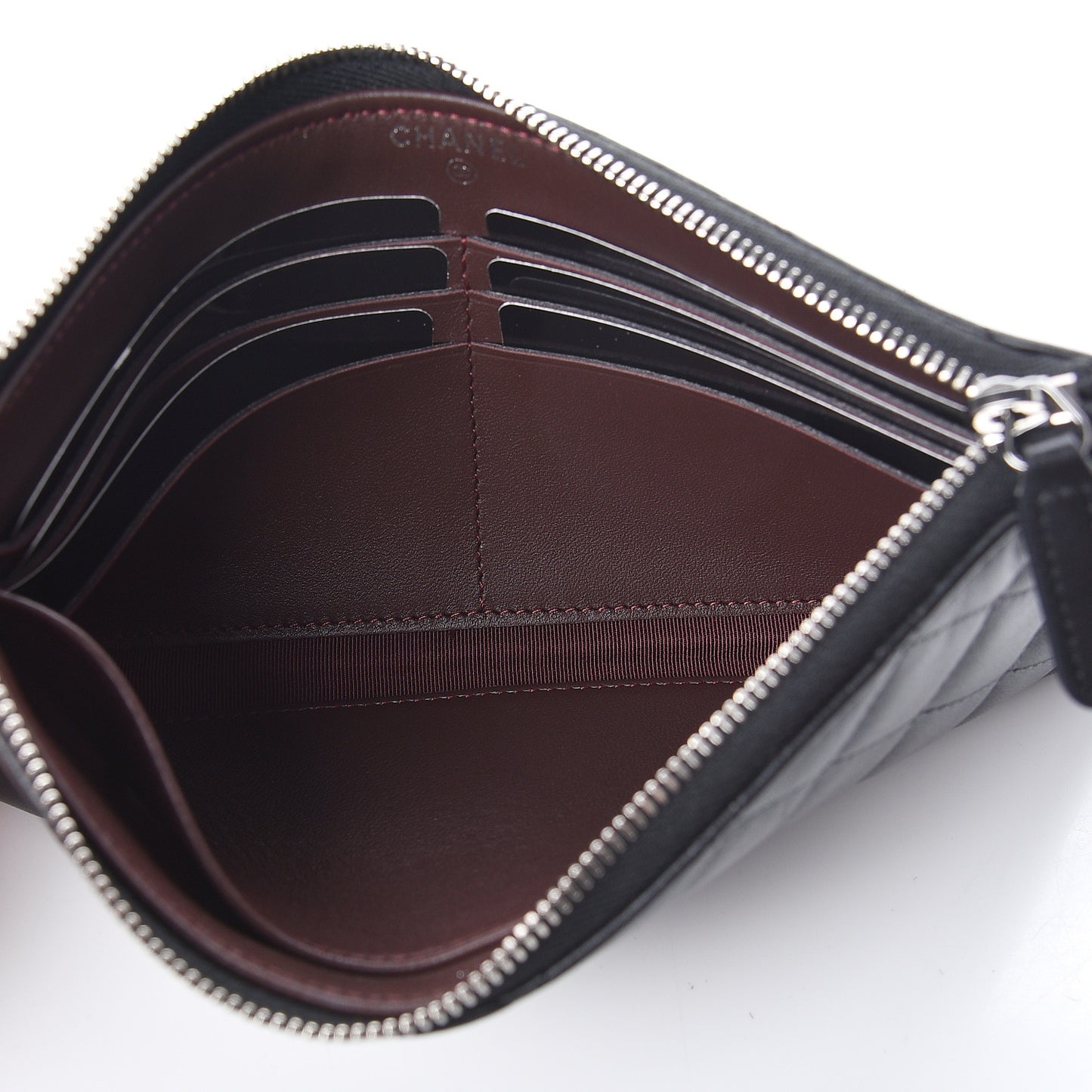 Lambskin Quilted Zip Pouch Black