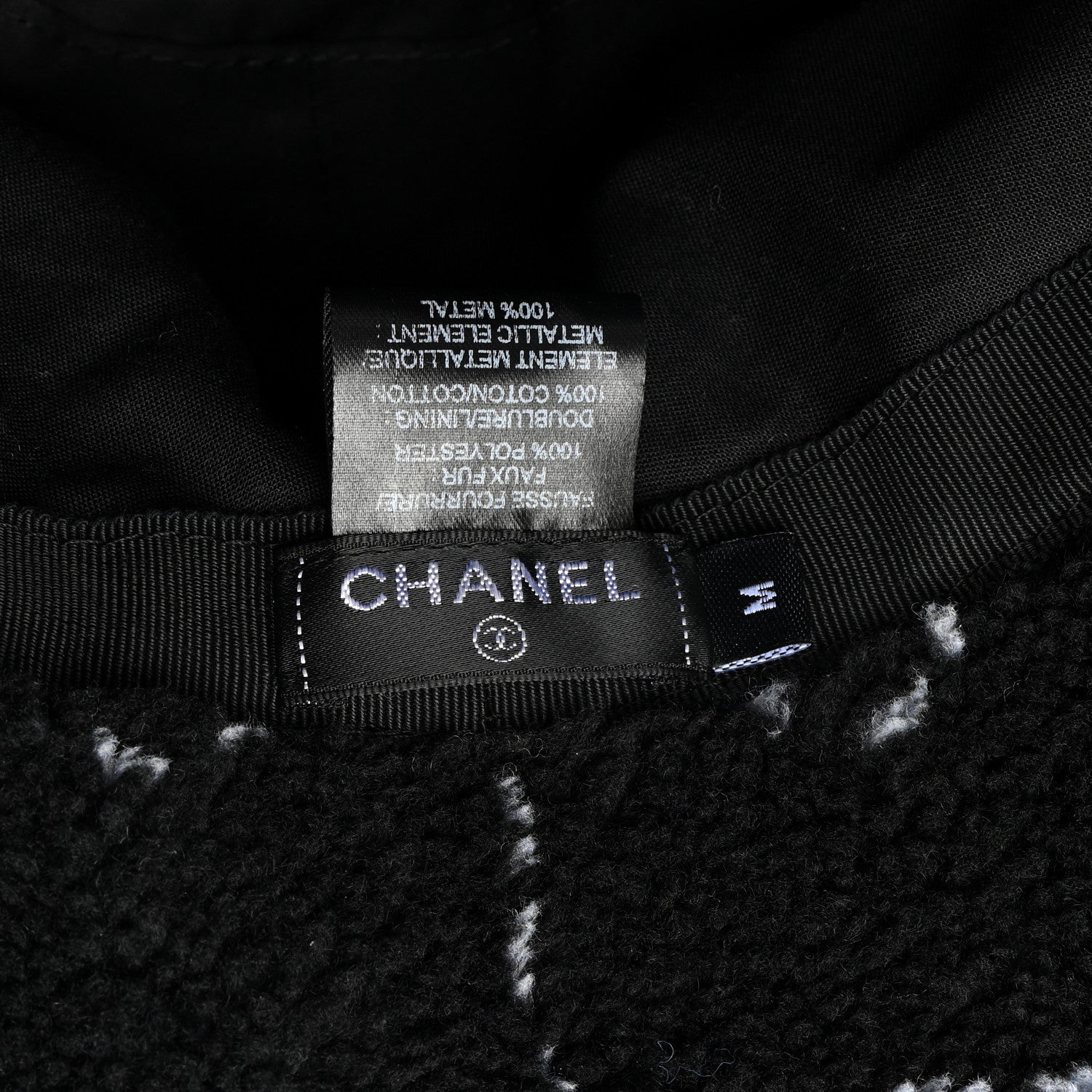 Chanel Faux Fur CC Bucket Hat M Black White 8 of 8