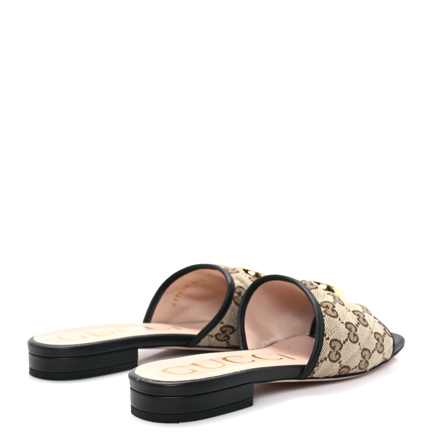 Gucci Monogram Matelasse Diagonal GG Marmont Flat Slide Sandals 37.5 Beige Ebony Black 5 of 10