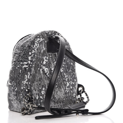 Chanel Sequin Waterfall Backpack Grey 3 of 7