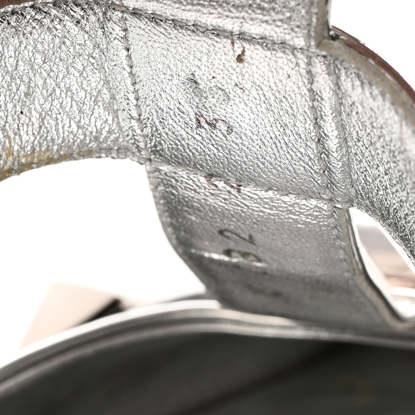 Metallic Roman Stud Ankle Strap 80mm Pumps 35 Silver