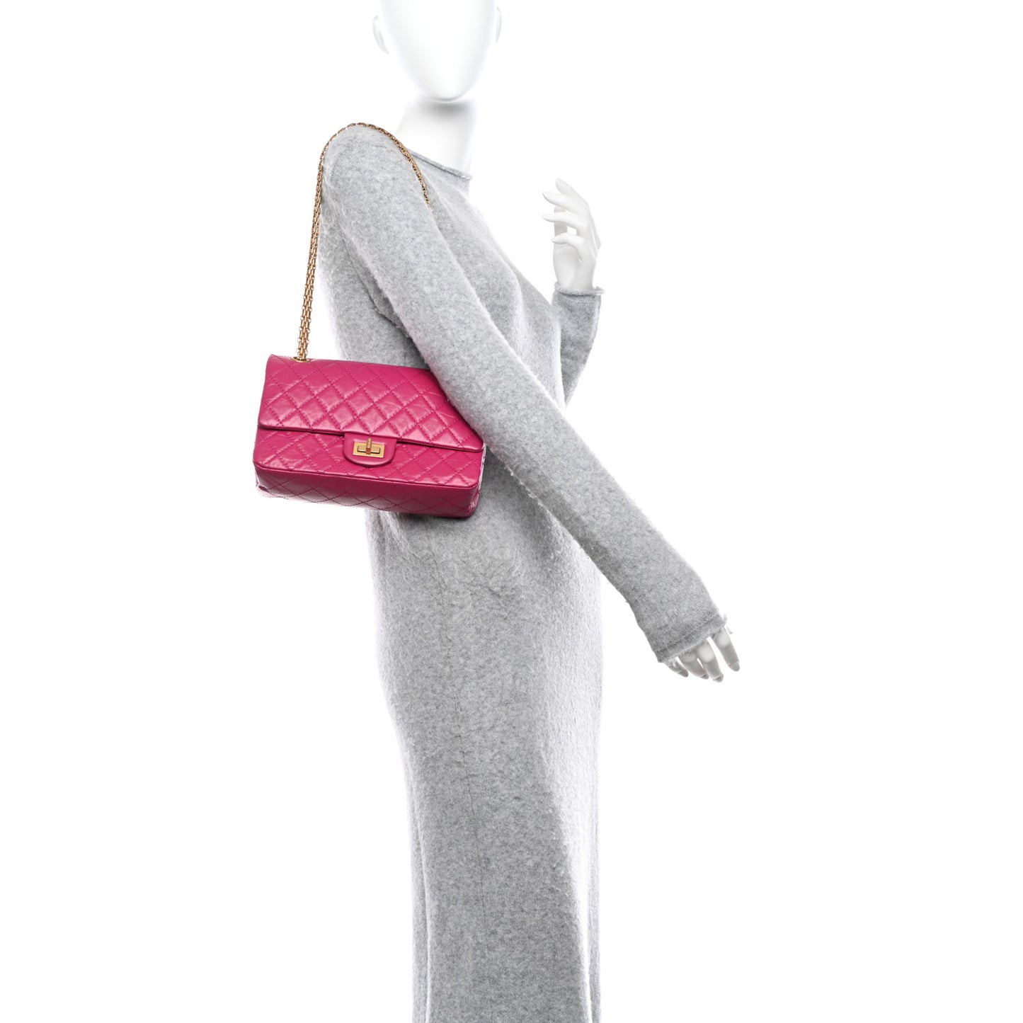 Aged Calfskin Quilted 2.55 Reissue 225 Flap Fuchsia