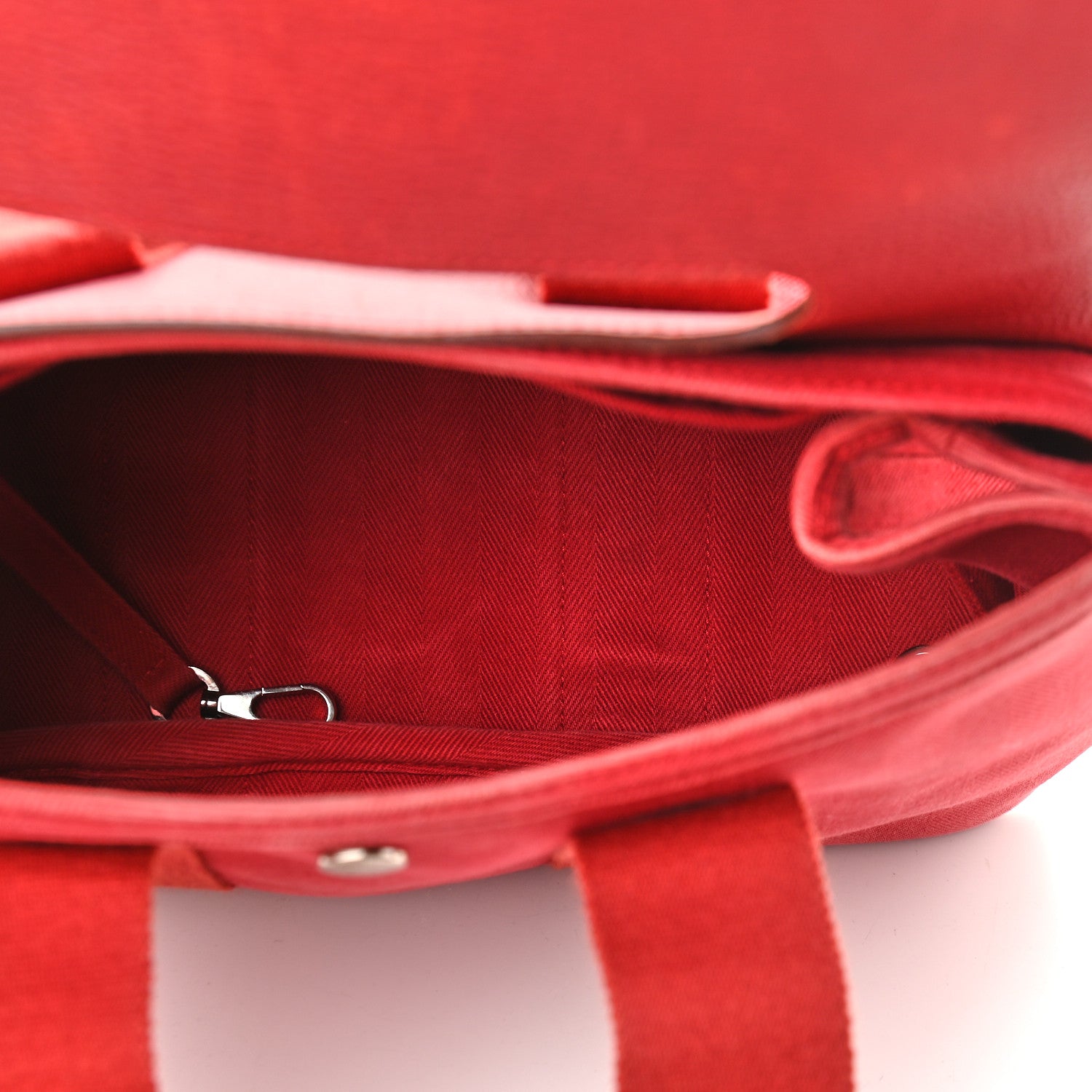 Hermes Chevron Herringbone Toile Vache Liegee Valparaiso Tote PM Rouge Garance 6 of 10