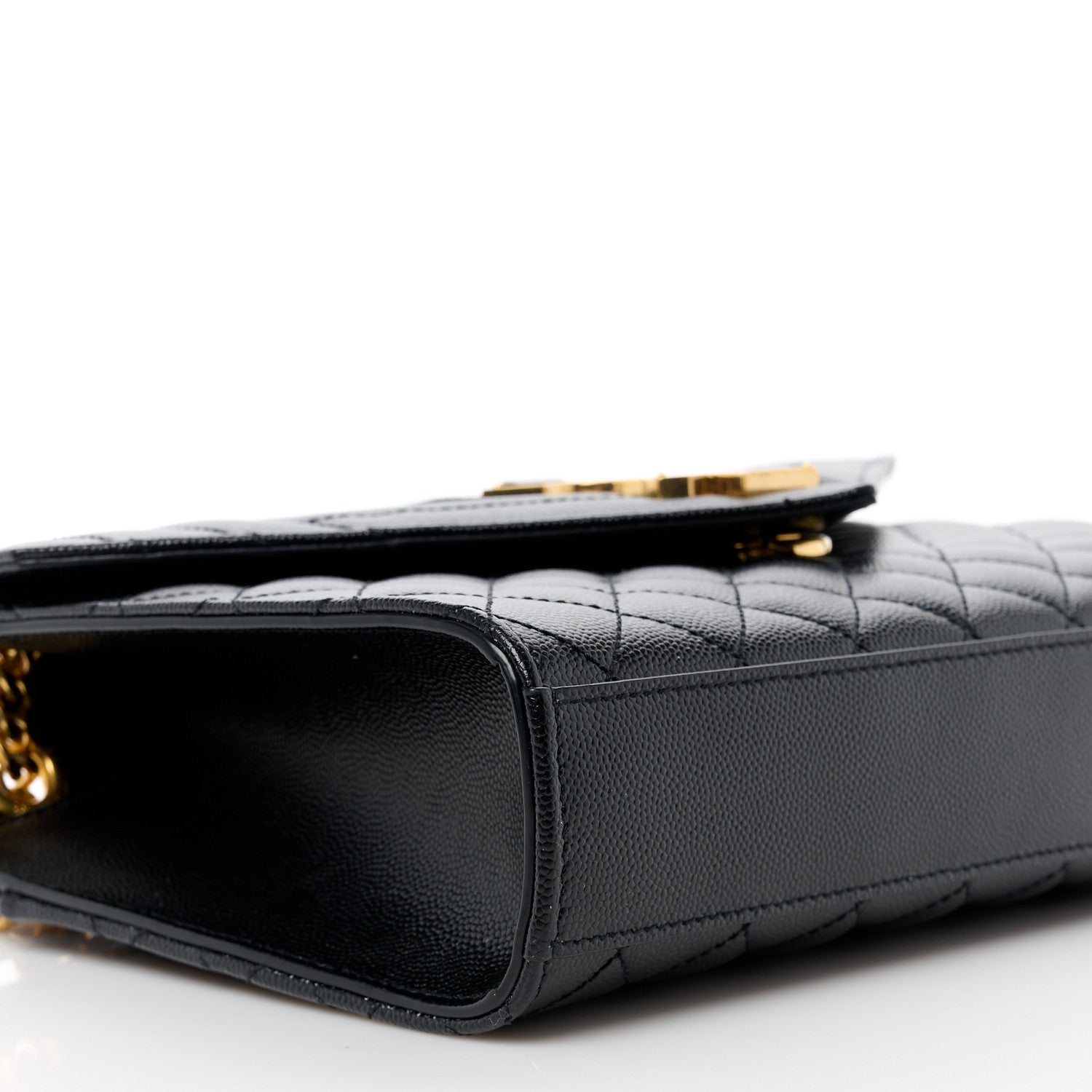 Saint Laurent Grain De Poudre Textured Mixed Matelasse Triquilt Medium Monogram Satchel Black 10 of 11