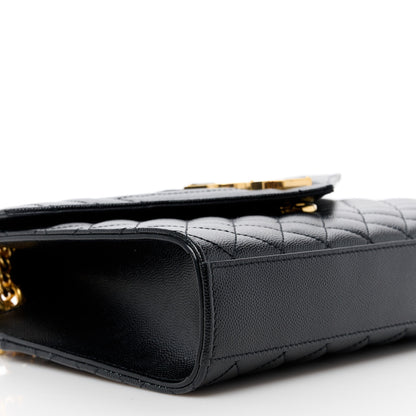 Saint Laurent Grain De Poudre Textured Mixed Matelasse Triquilt Medium Monogram Satchel Black 10 of 11