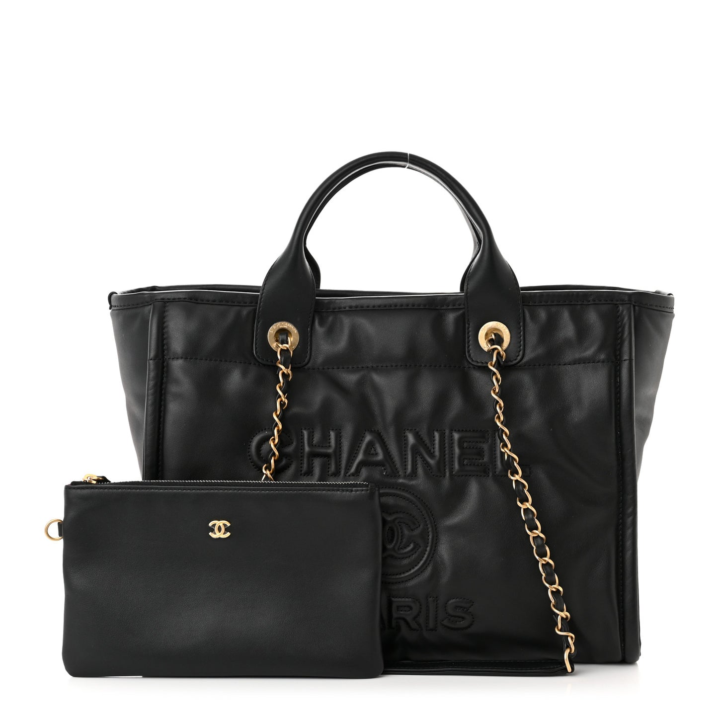 Calfskin Small Deauville Tote Black