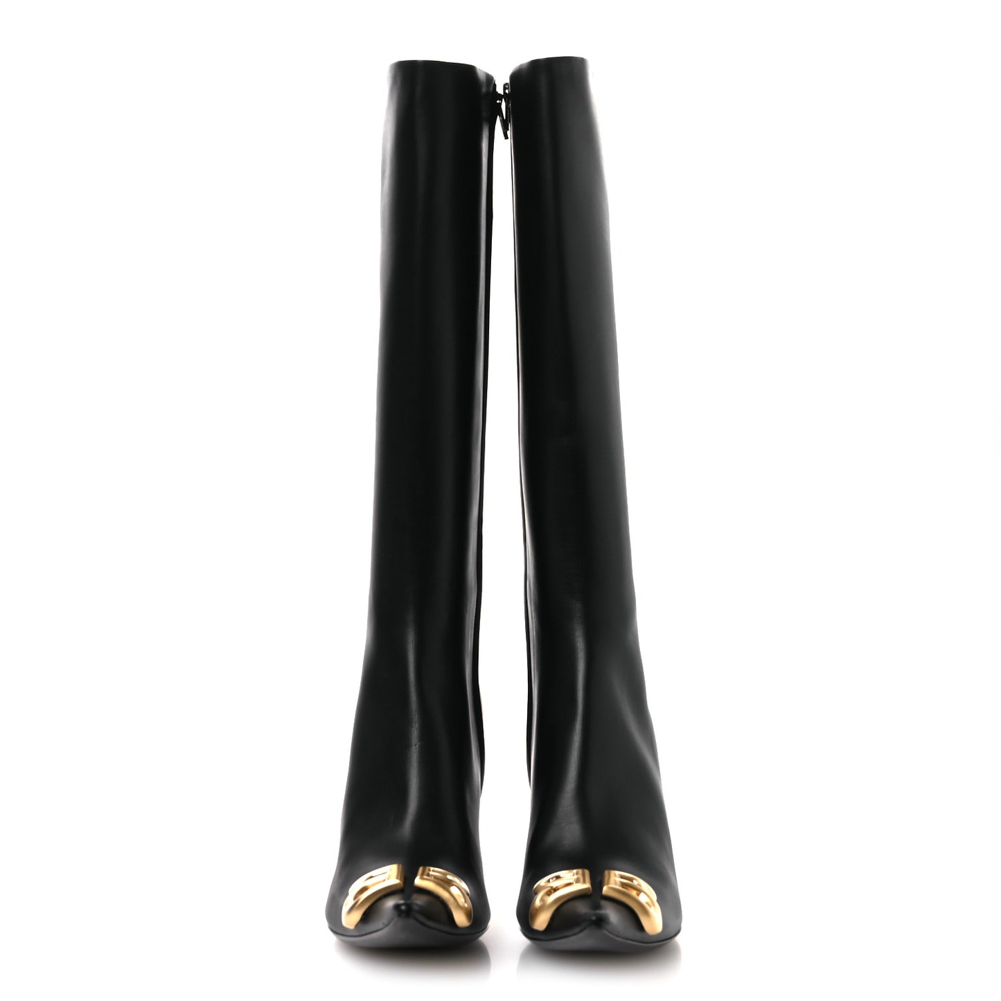 Shiny Calfskin BB Knife Booties 38 Black Gold