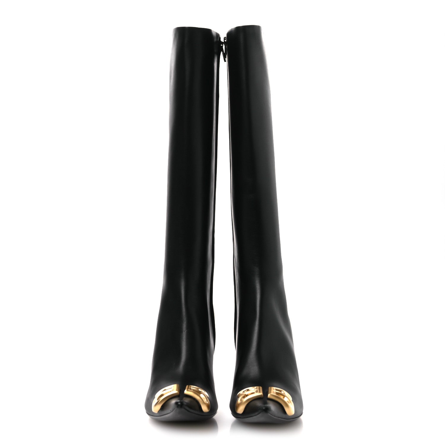 Balenciaga Shiny Calfskin BB Knife Booties 38 Black Gold 3 of 13