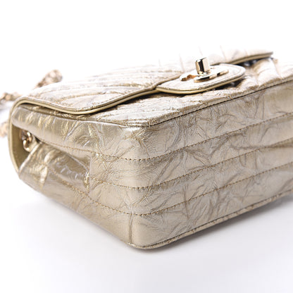 Chanel Patent Metallic Crumpled Calfskin Chevron Quilted Mini Square Flap Gold 6 of 7