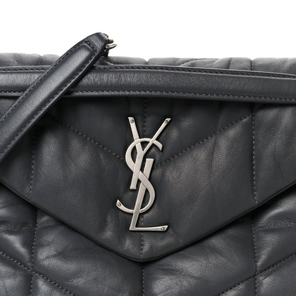 Saint Laurent Lambskin Quilted Small Loulou Puffer Monogram Chain Satchel Storm 9 of 11
