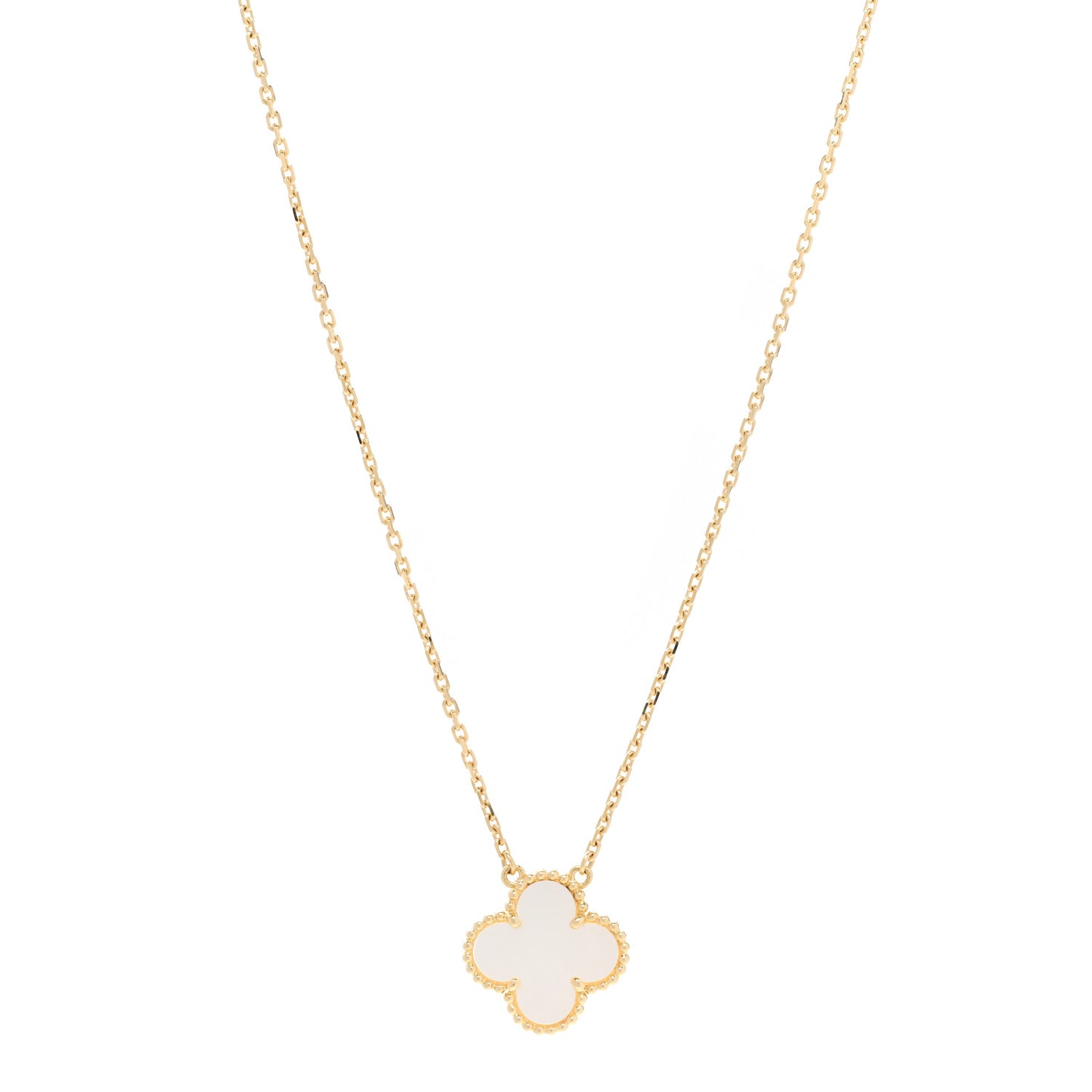 18K Yellow Gold Mother of Pearl Vintage Alhambra Pendant Necklace