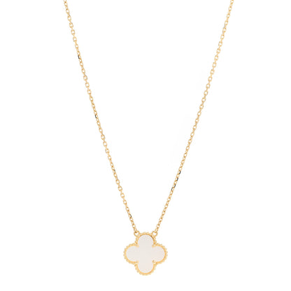 Van Cleef & Arpels 18K Yellow Gold Mother of Pearl Vintage Alhambra Pendant Necklace 1 of 5