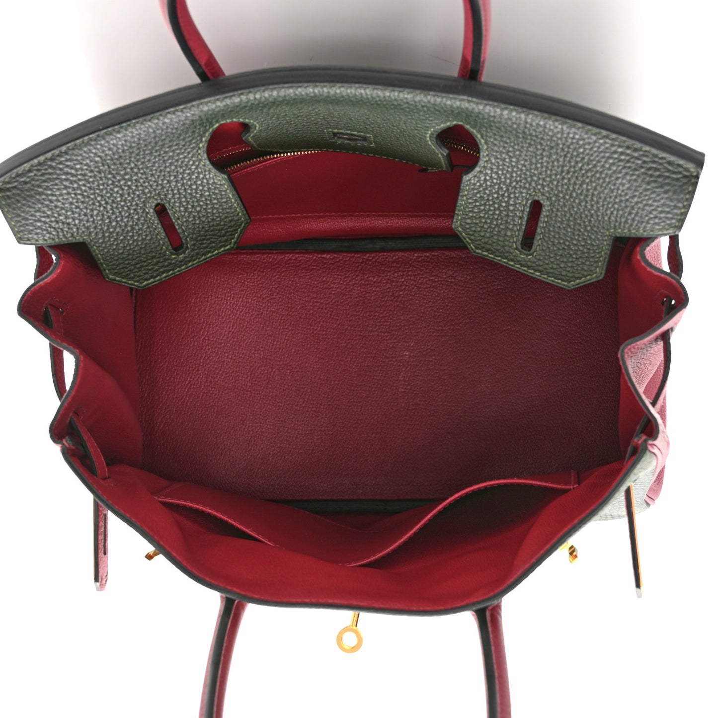 Togo Bi-Color Horseshoe Birkin 30 Garnet Vert Fonce