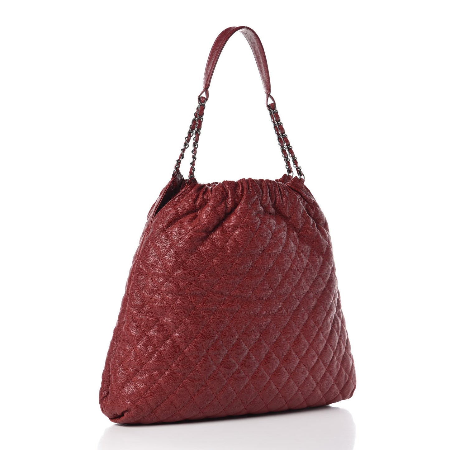 Caviar Quilted Large Elastic Tote Red