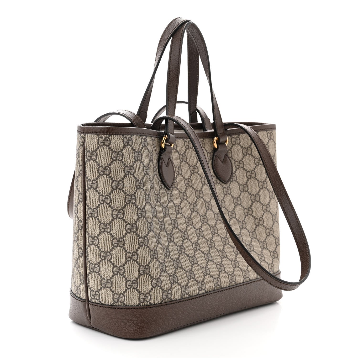 Gucci GG Supreme Monogram Textured Calfskin Small Ophidia Shoulder Tote Bag Beige Ebony New Acero 3 of 11