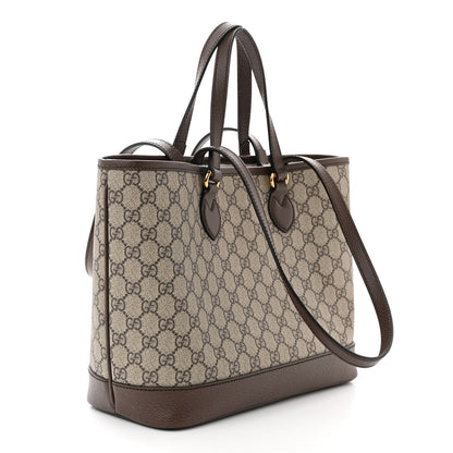Gucci GG Supreme Monogram Textured Calfskin Small Ophidia Shoulder Tote Bag Beige Ebony New Acero 3 of 11