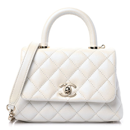 Chanel Iridescent Caviar Quilted Extra Mini Coco Handle Flap Ivory 1 of 9