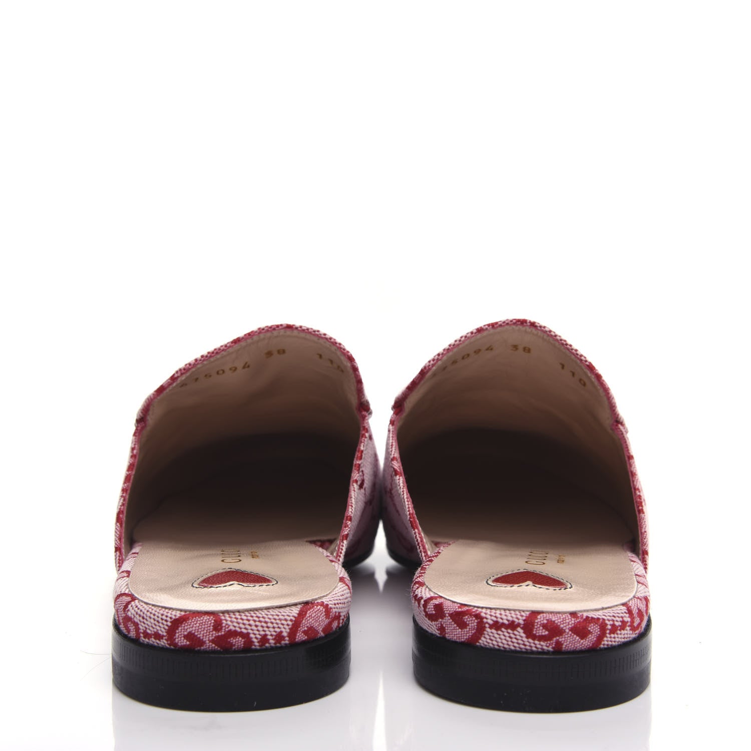 Gucci Canvas GG Monogram Horsebit Womens Princetown Slippers 38 Gardenia Hibiscus Red 7 of 10