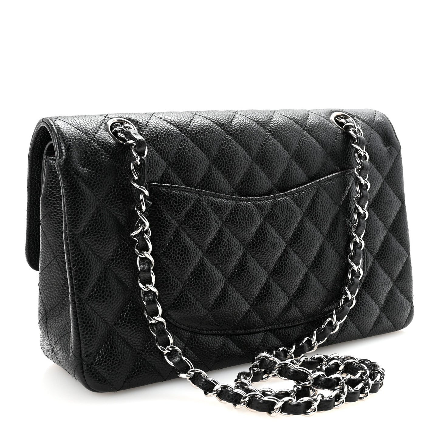 Caviar Quilted Medium Double Flap Black